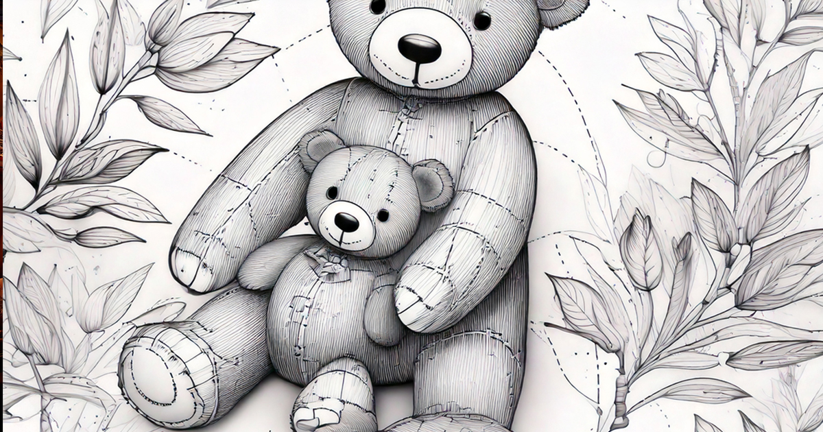 Teddybären schwarz weiss sitzend