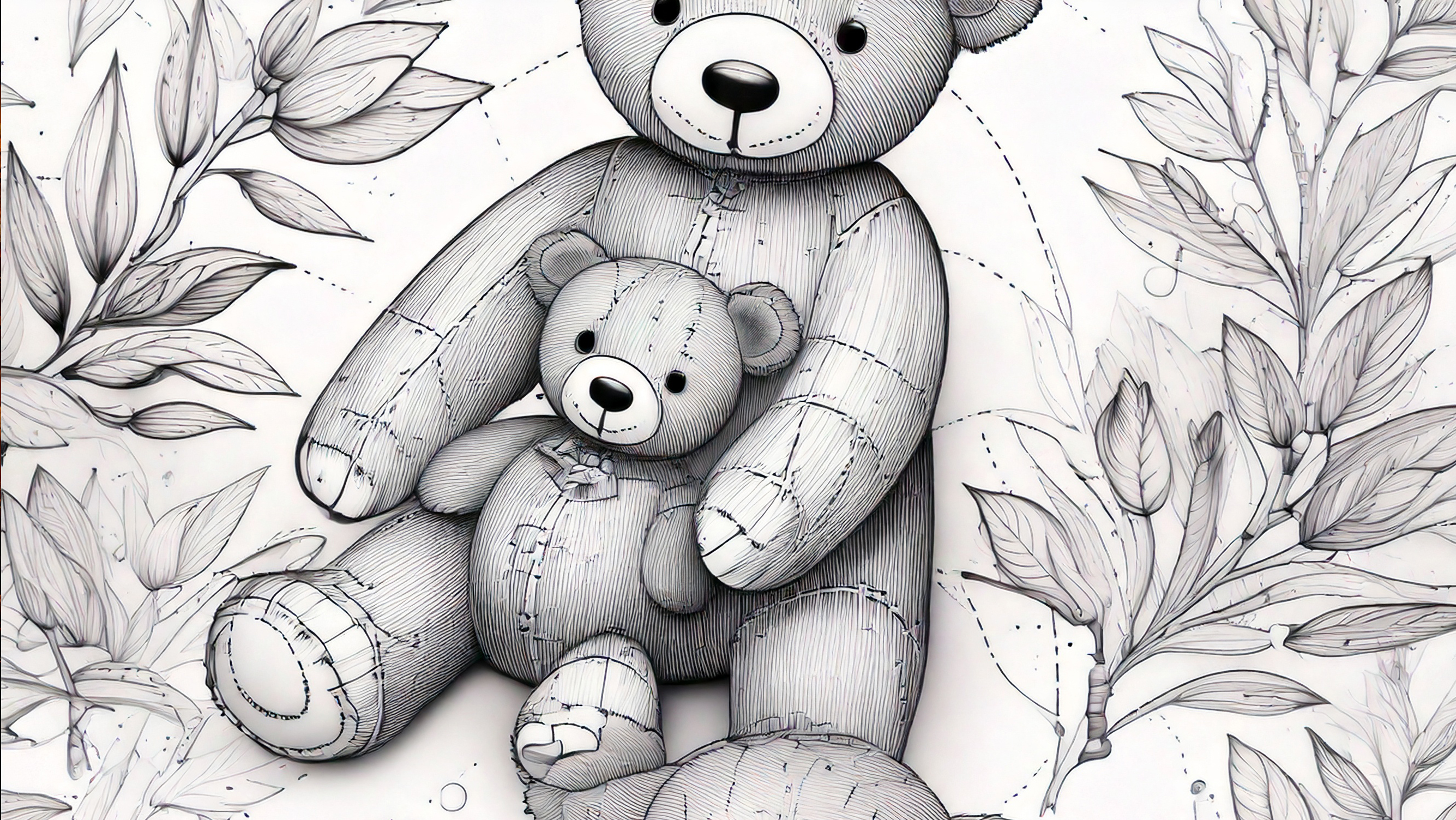 Teddybären schwarz weiss sitzend
